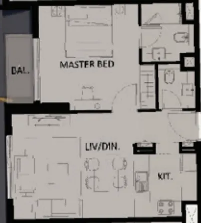 Altai Tower — планировка 1 BR Type B