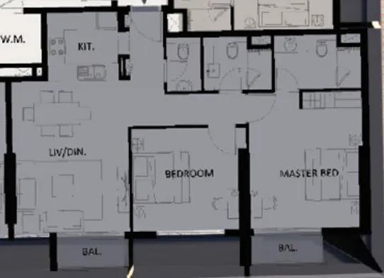 Altai Tower — планировка 2 BR Type A