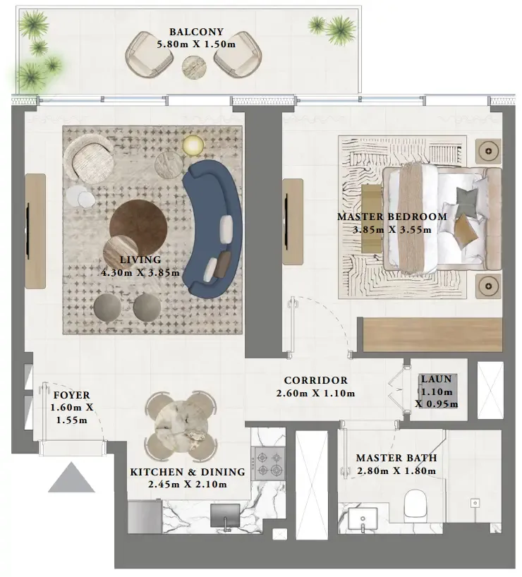 Altan — планировка 1 BR Type A