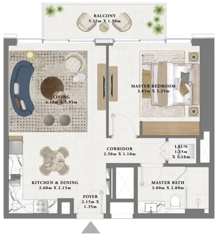 Altan — планировка 1 BR Type C