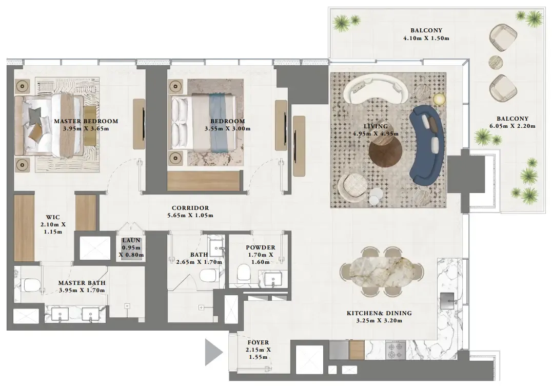 Altan — планировка 2 BR Type A