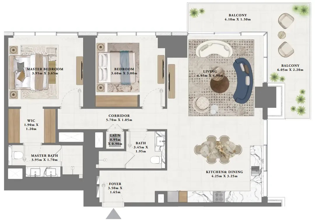Altan — планировка 2 BR Type E
