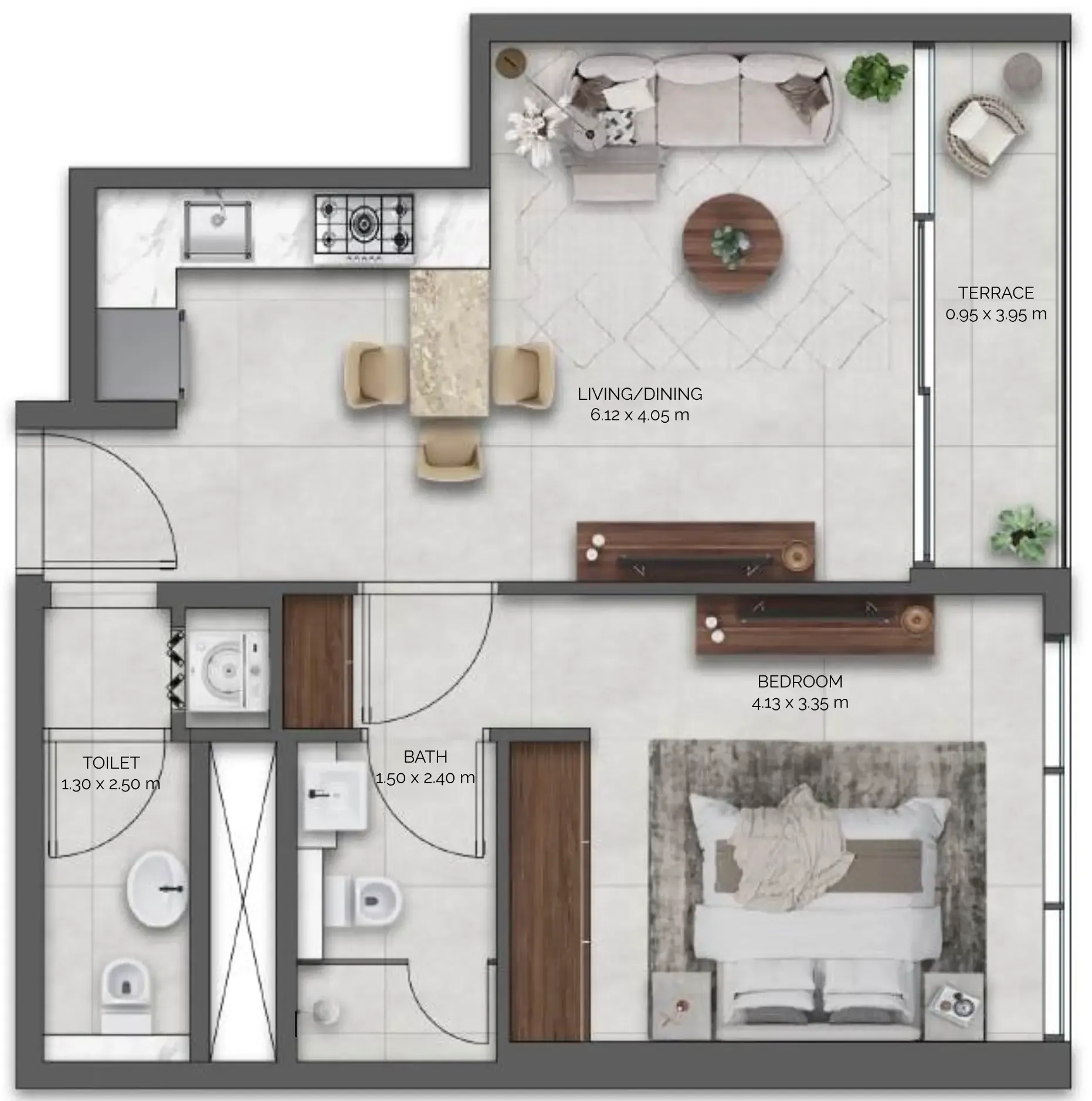 Amazonia Residence — планировка 1 BR Type A