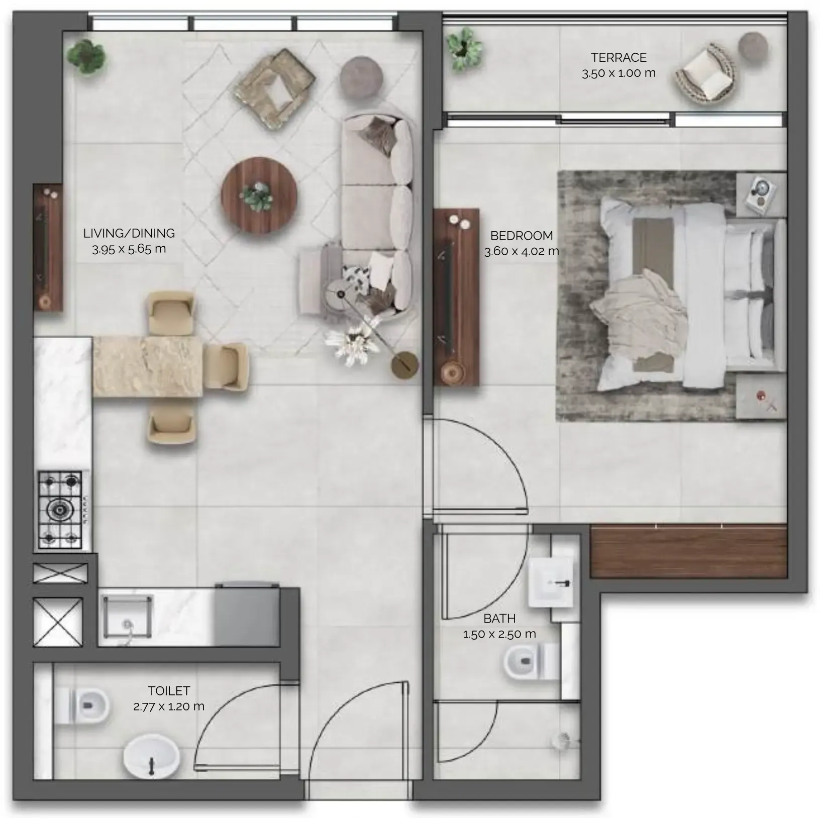 Amazonia Residence — планировка 1 BR Type B