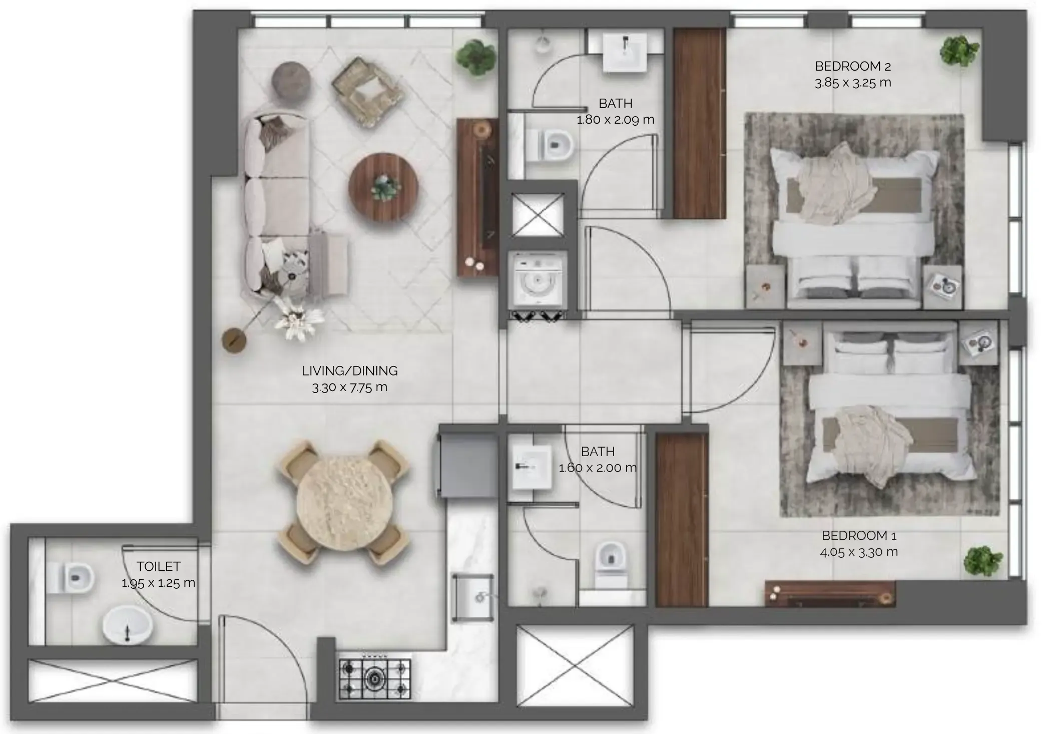 Amazonia Residence — планировка 2 BR Type A